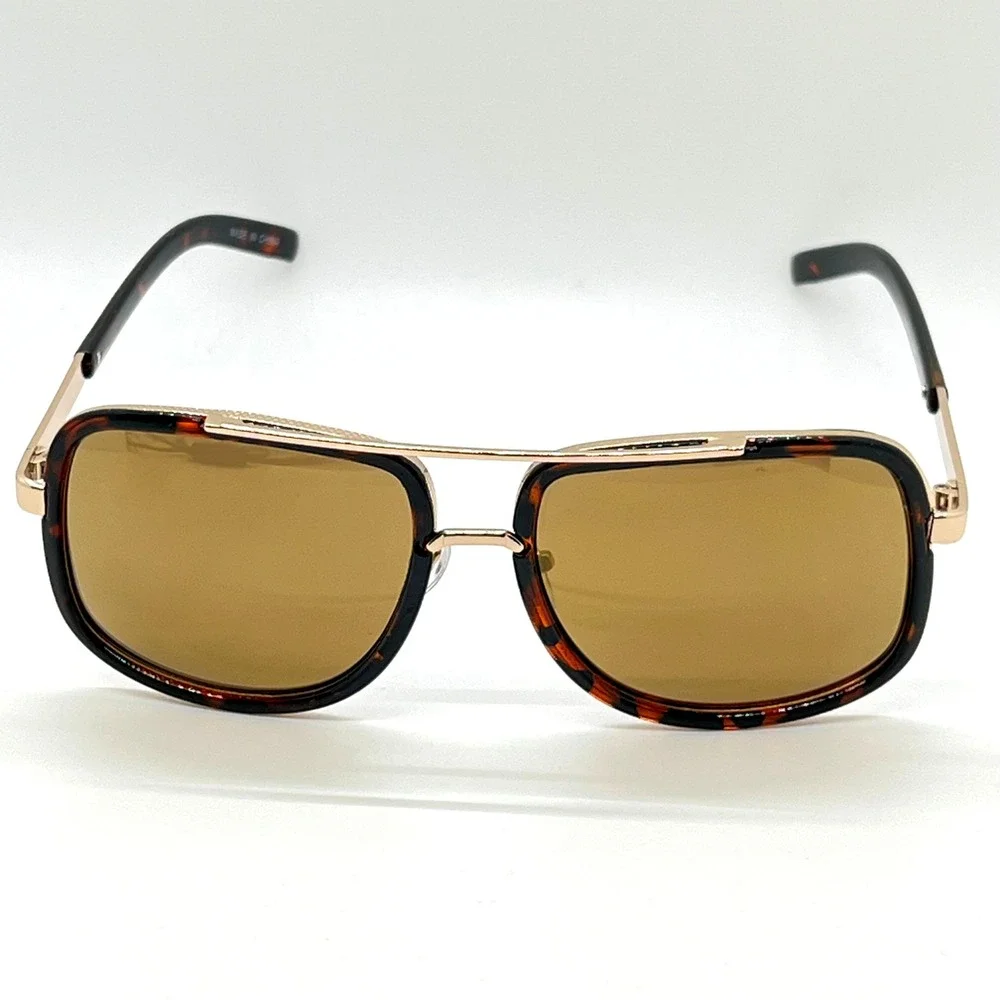 Vintage Metal Frame Eyewear Male Sunglasses Retro Gold Men Retangle Shades UV400